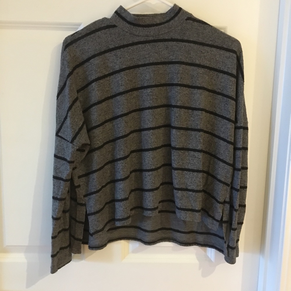 Gray and black striped crop sweater